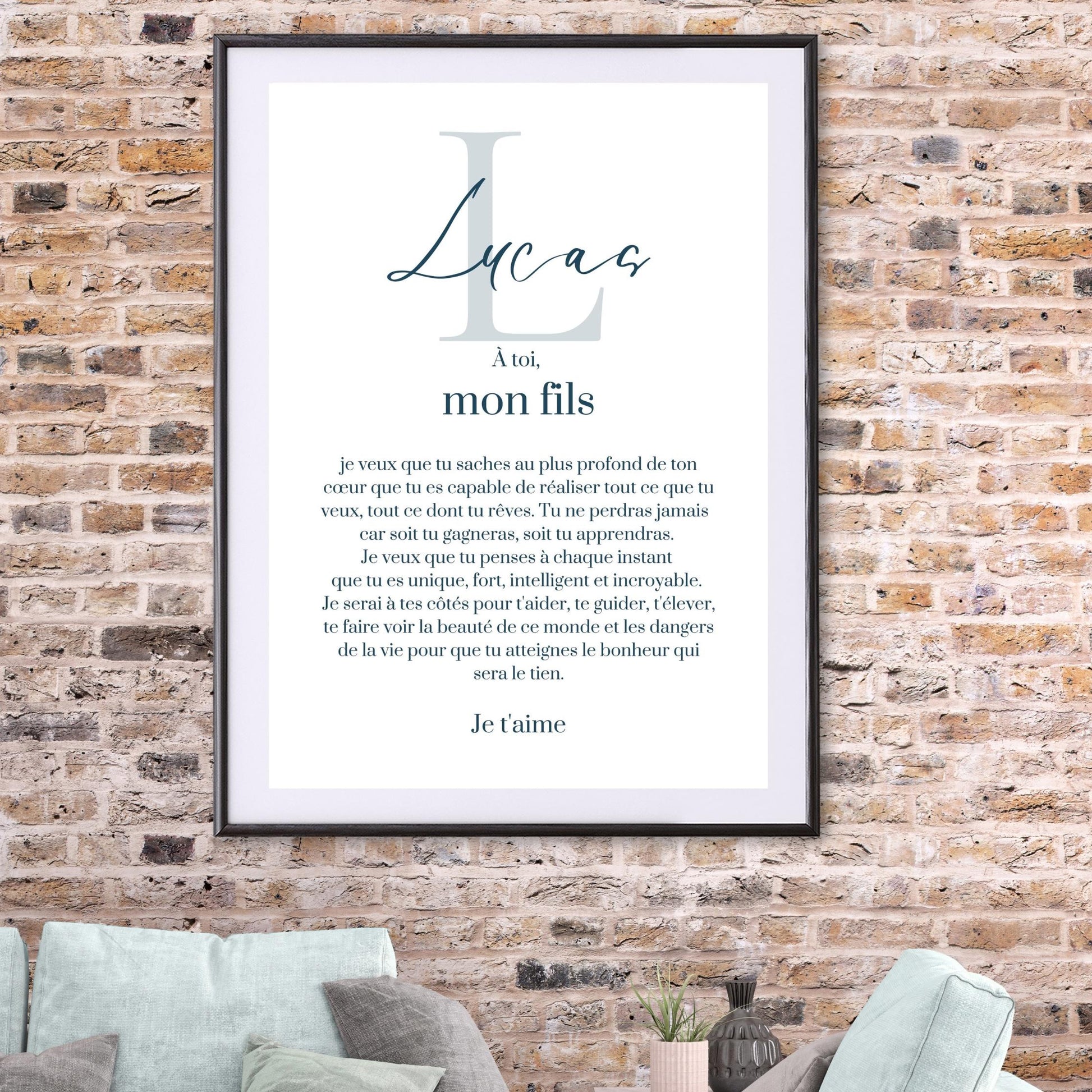 Affiche "lettre à mon enfant" "à mon fils" dire je t'aime avec ce poster motivation et affirmation positive