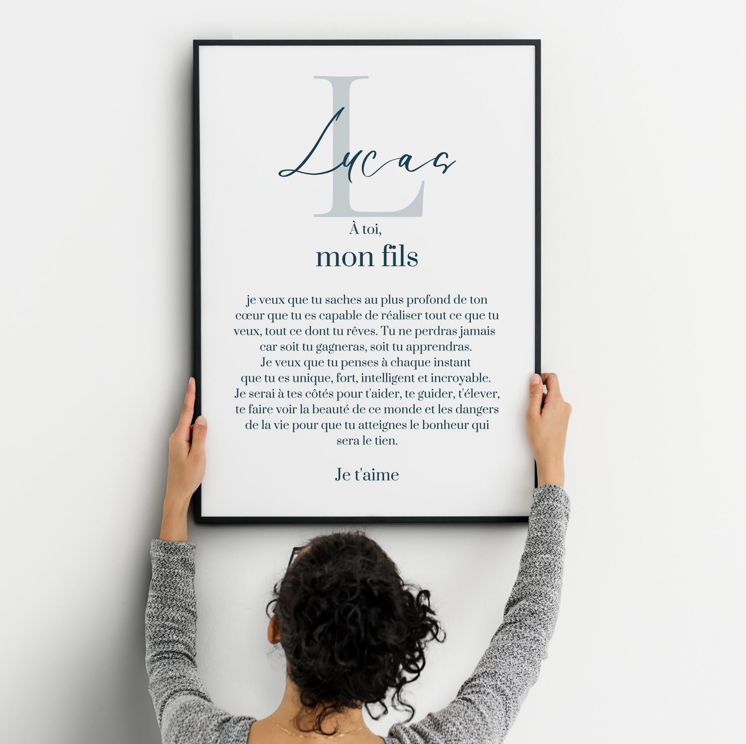 Affiche "lettre à mon enfant" "à mon fils" dire je t'aime avec ce poster motivation et affirmation positive