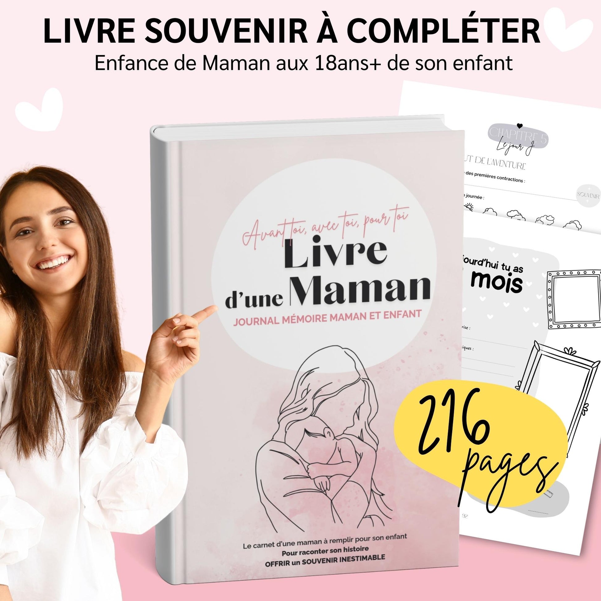 Livre à remplir pour maman – Journal de souvenirs guidé – Cadeau émouvant Fête des Mères, grossesse, bébé