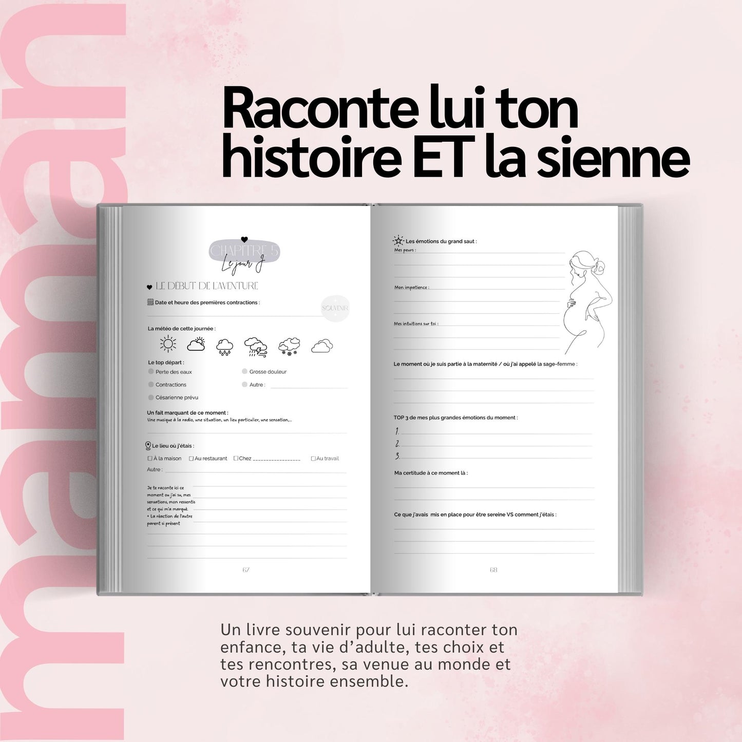 Livre à remplir pour maman – Journal de souvenirs guidé – Cadeau émouvant Fête des Mères, grossesse, bébé