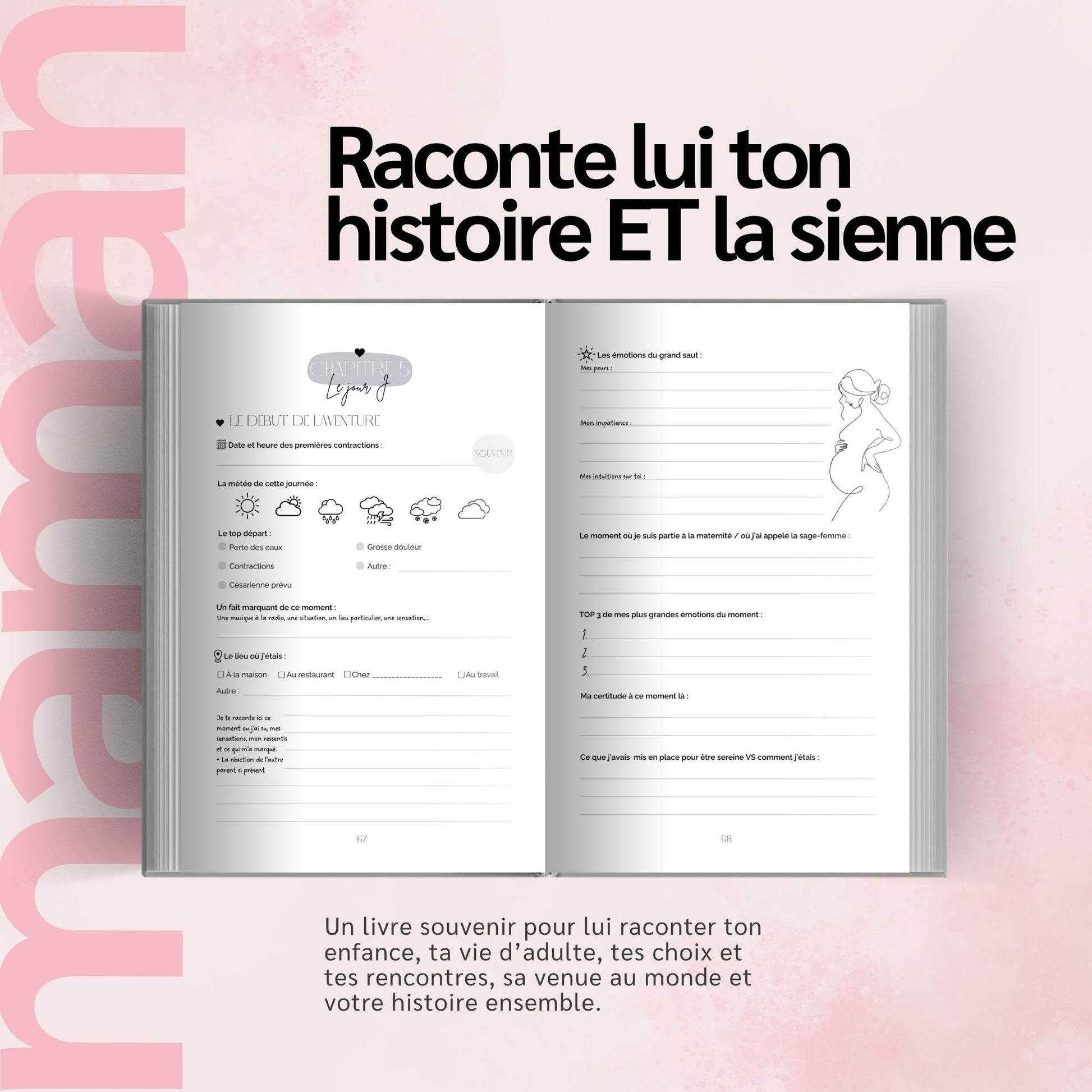 Livre à remplir pour maman – Journal de souvenirs guidé – Cadeau émouvant Fête des Mères, grossesse, bébé