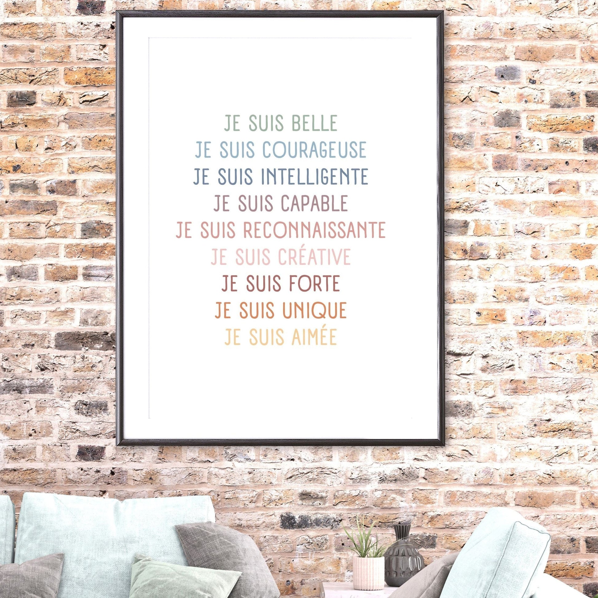 Affiche Je Suis affirmations pouvoir gratitude créativité enfant