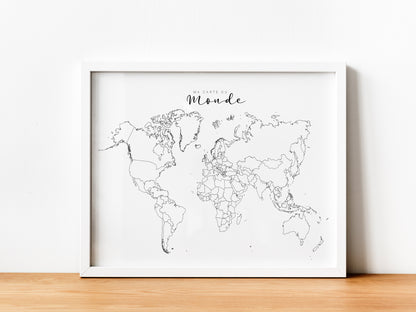 Carte du monde pour entrepreneur ou voyageur