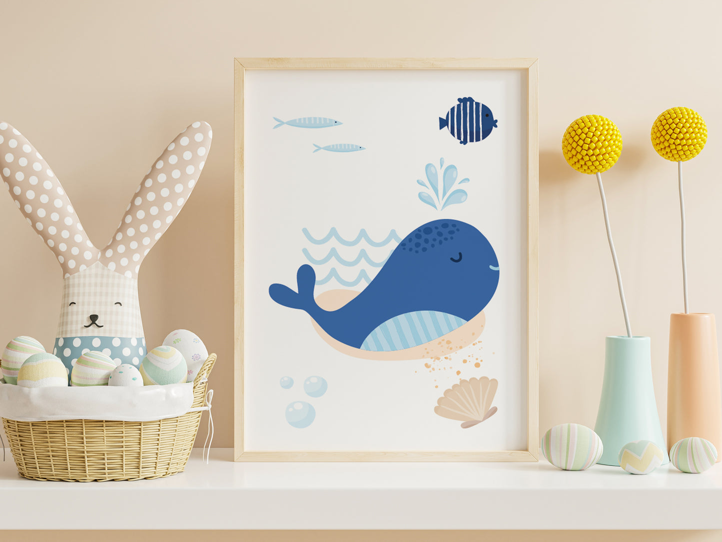 Posters sailor boat fish whale shell - 3 posters baby child room - Decoration - birth gift - ocean sea - bb deco ocean