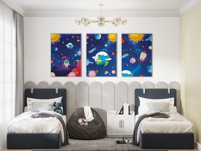 Space 3 posters for children's room - Boy or girl decoration - Space posters - Astronaut Cosmonaut gift idea - A4 A3 quality printing