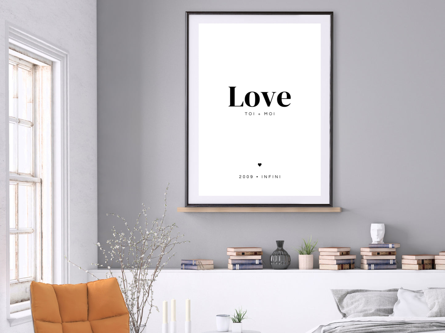 Love you+me poster with customizable date