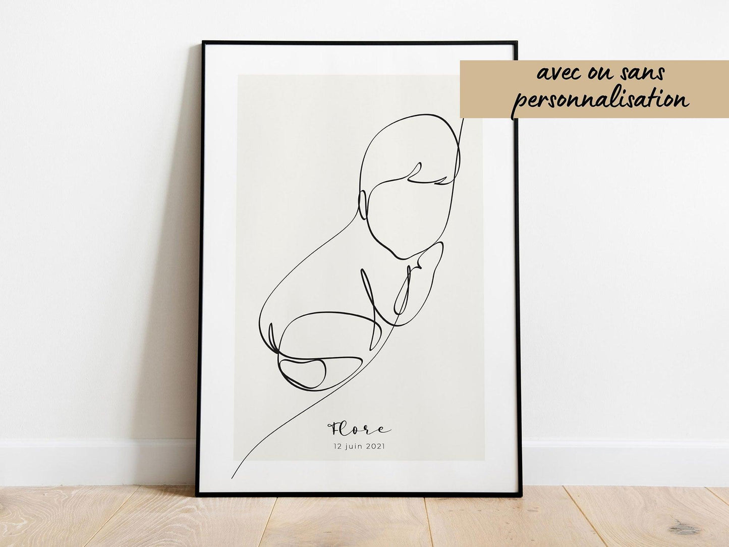 Affiche bébé personnalisable - Line art bébé baby - Décoration salon moderne et design - Fête des mère - Cadeau naissance - Imagine.affiche