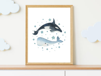 Affiche Les animaux de l'océan aquarelle