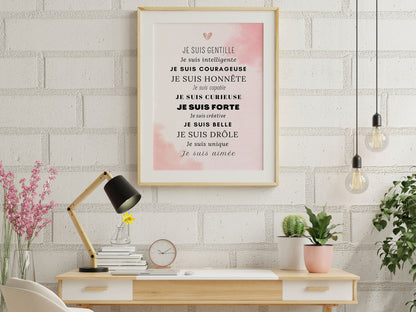 Motivation poster - positive sentences compliment - boy baby child - wall poster decoration bedroom living room customizable affirmations
