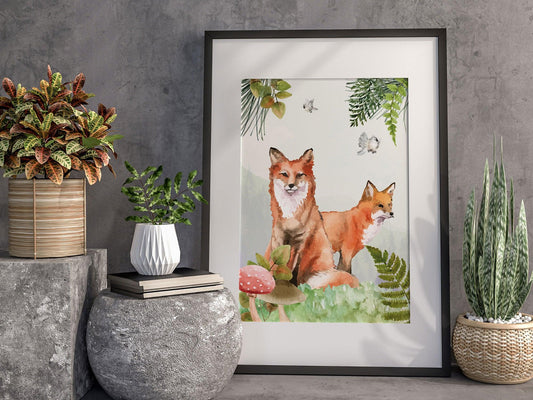 Set affiches "Forêt aquarelle" avec de beaux animaux un renard un lapin et un cerf - Imagine.affiche