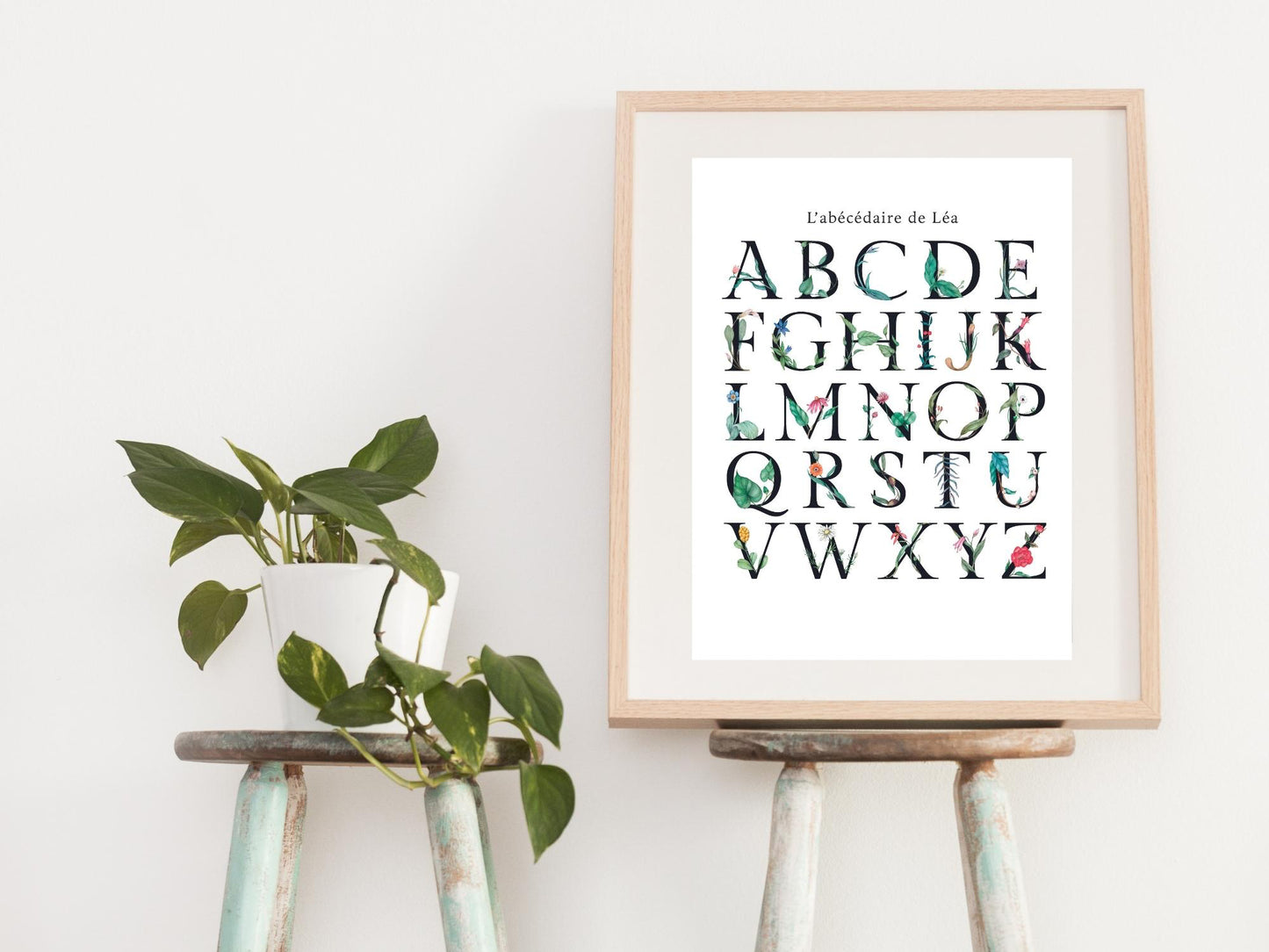 Alphabet book customizable flower theme poster