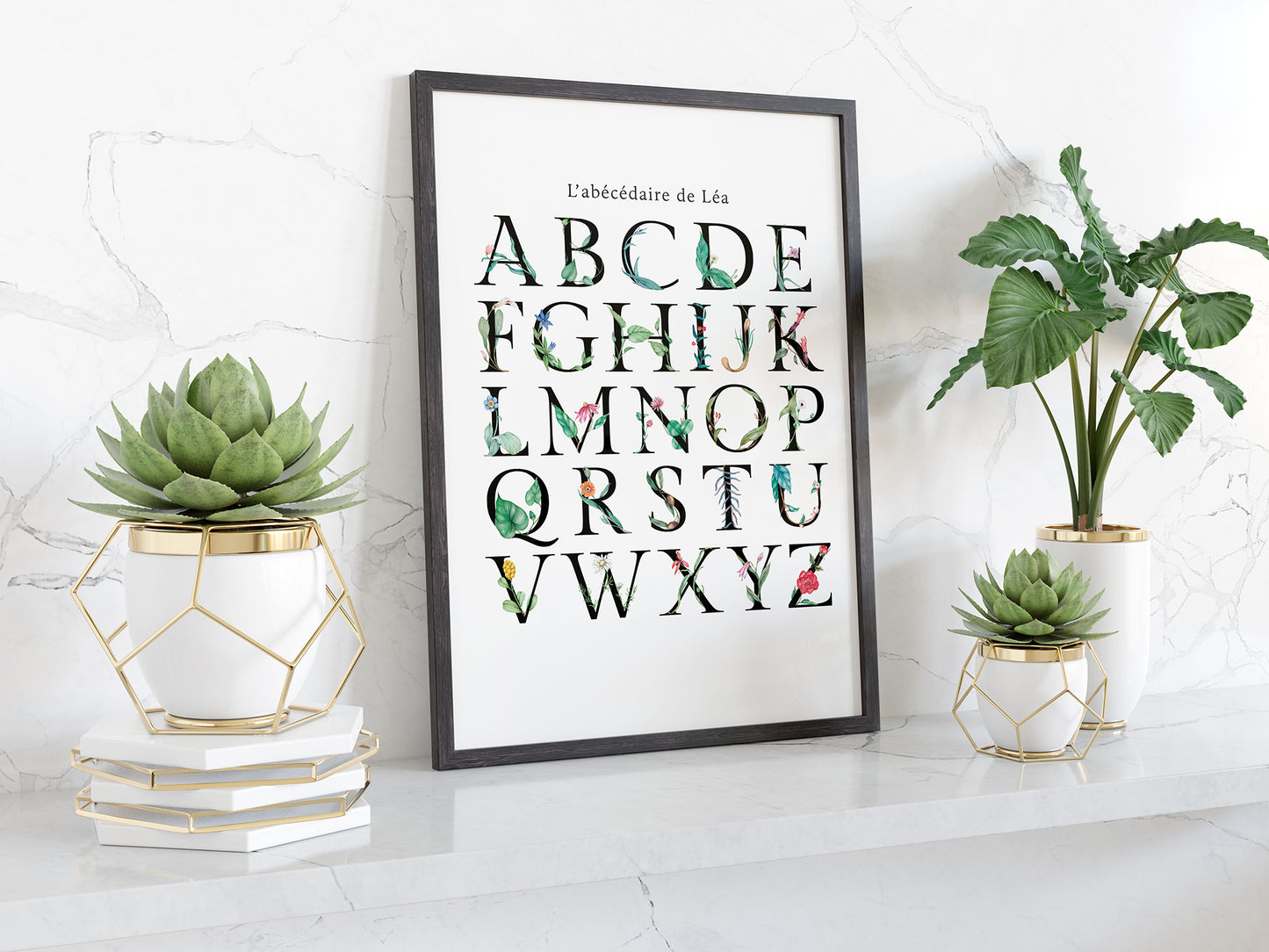 Alphabet book customizable flower theme poster