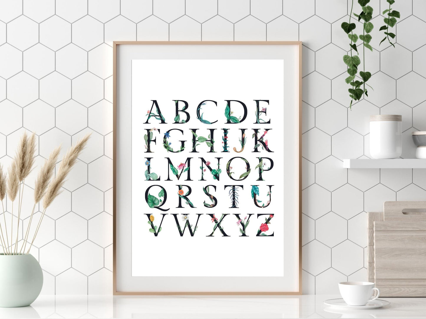 Alphabet book customizable flower theme poster