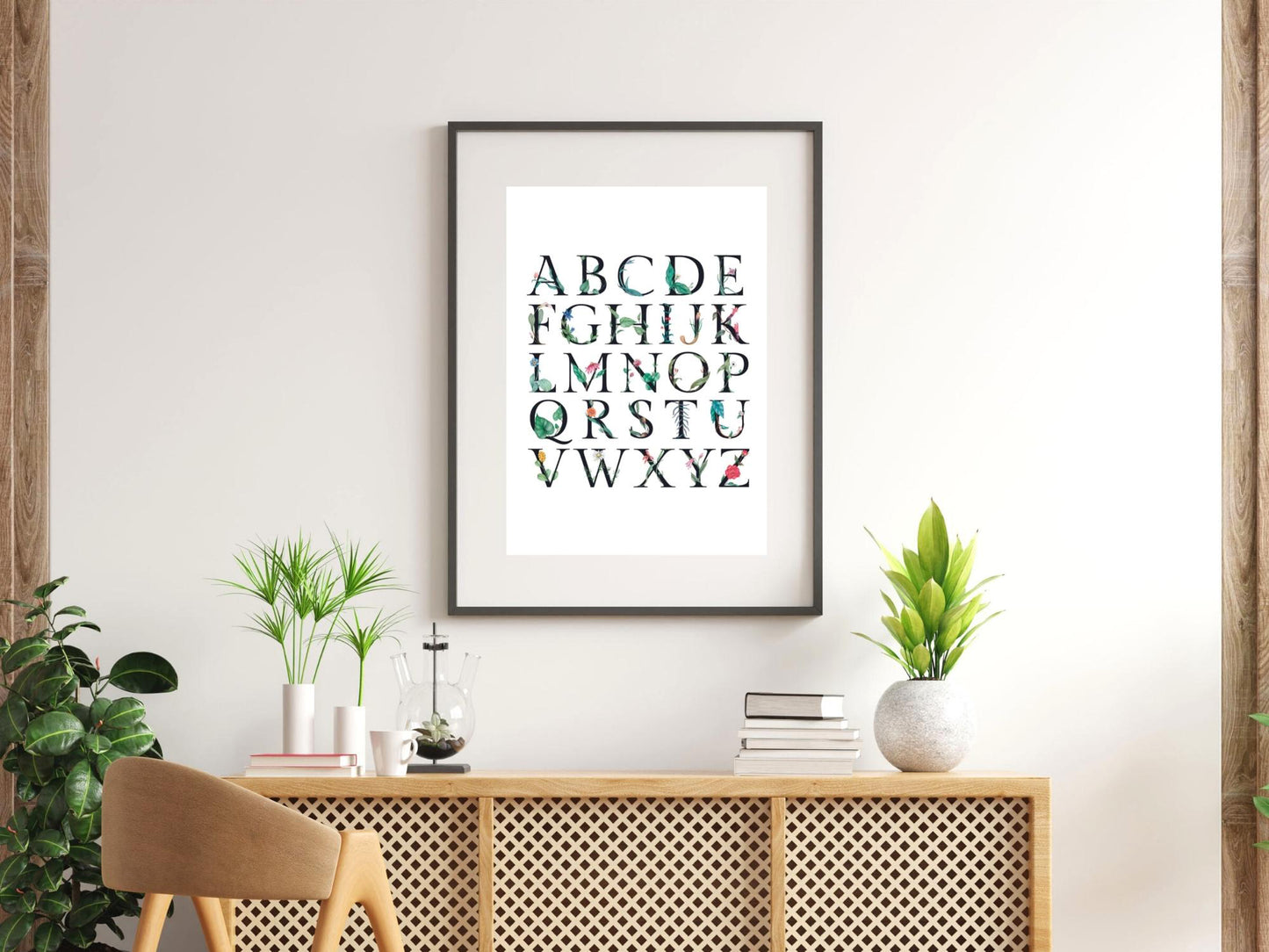 Alphabet book customizable flower theme poster