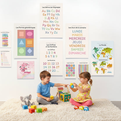 Affiche jours semaine lundi mardi mercredi jeudi vendredi samedi dimanche enfant
