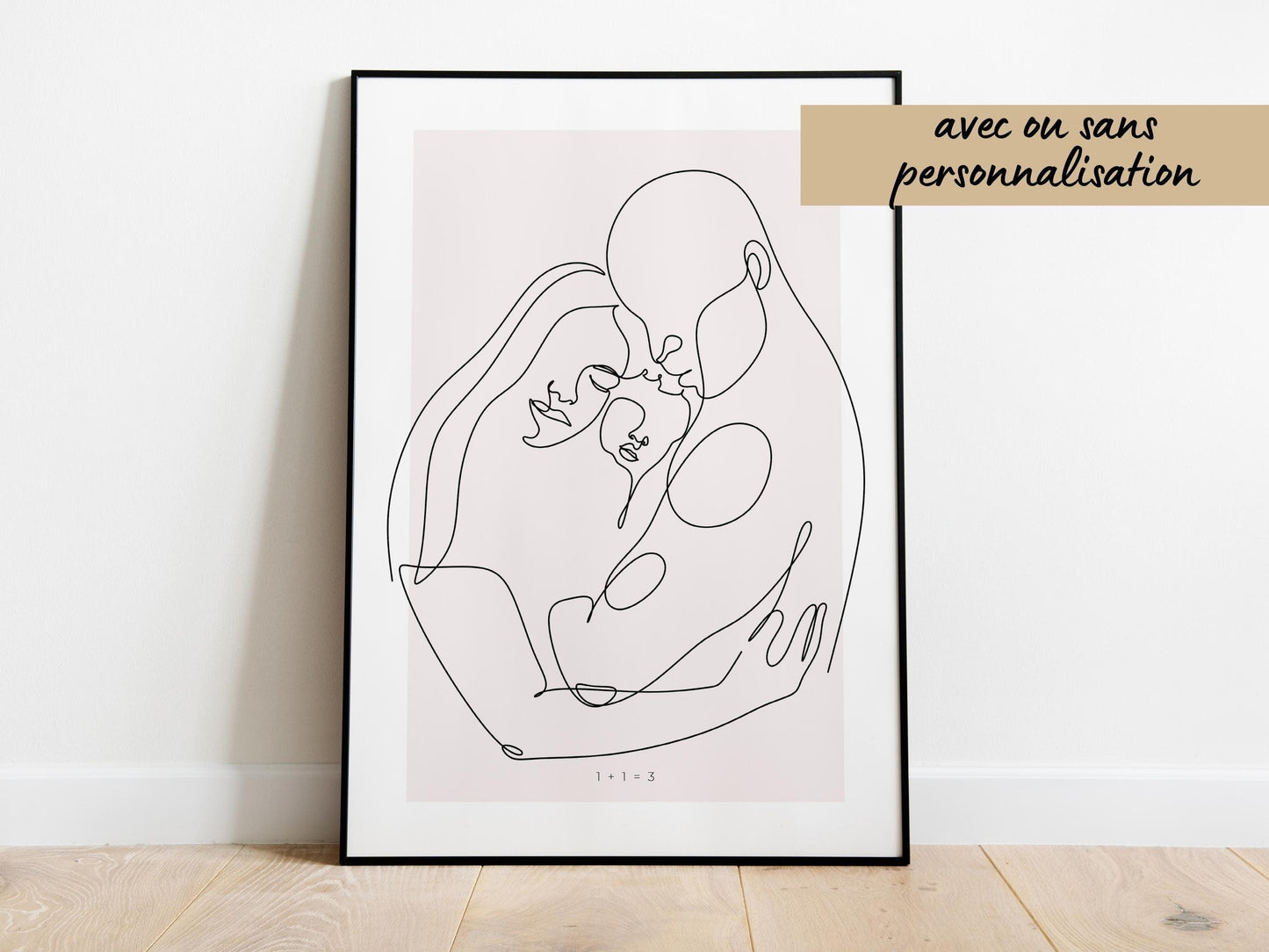 Affiche famille personnalisable - Line art maman papa bébé - Décoration salon moderne et design - Fête des mères pères - Cadeau naissance - Imagine.affiche