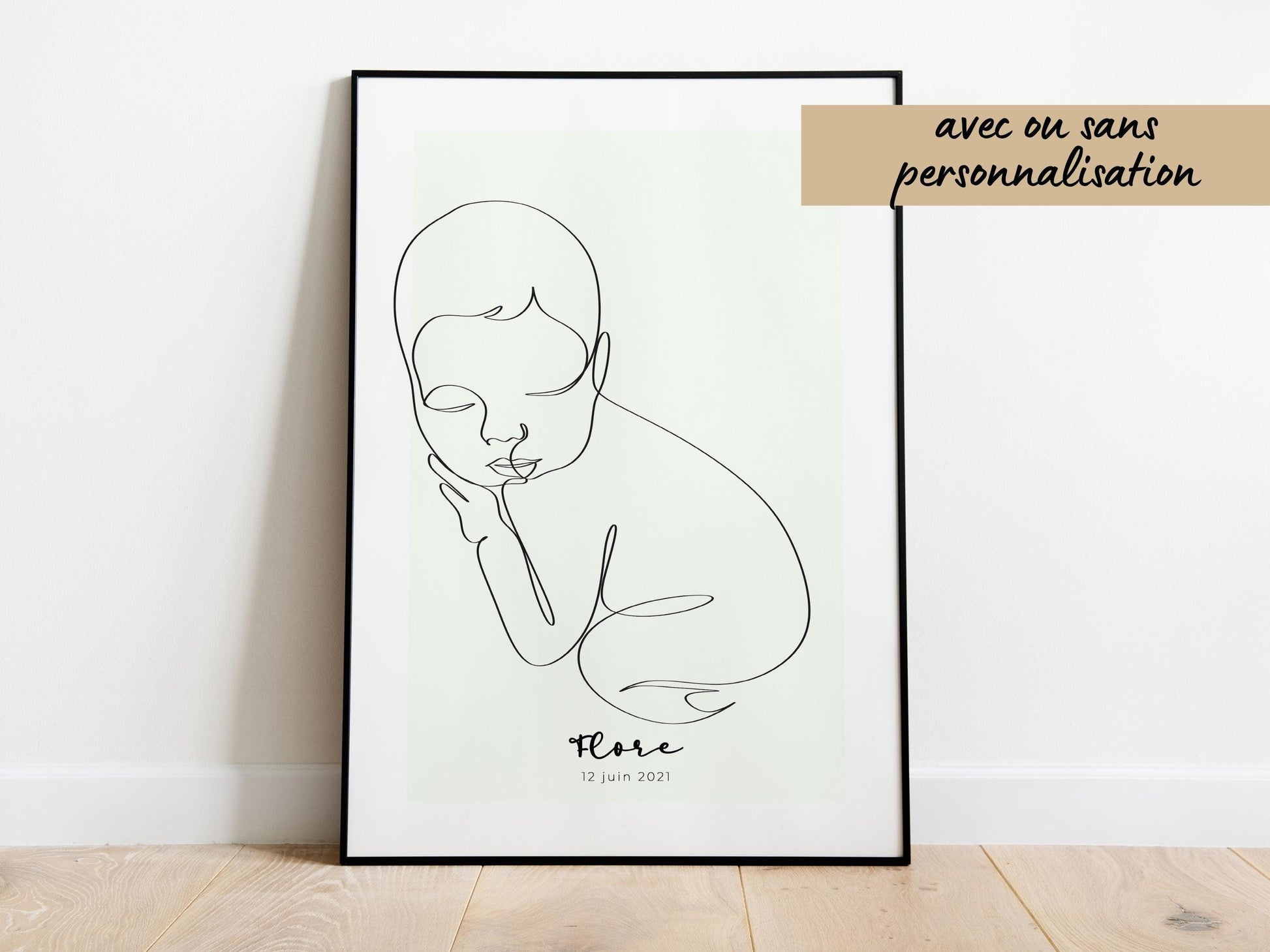 Affiche bébé personnalisable - Line art bébé baby - Décoration salon moderne et design - Fête des mère - Cadeau naissance - Imagine.affiche