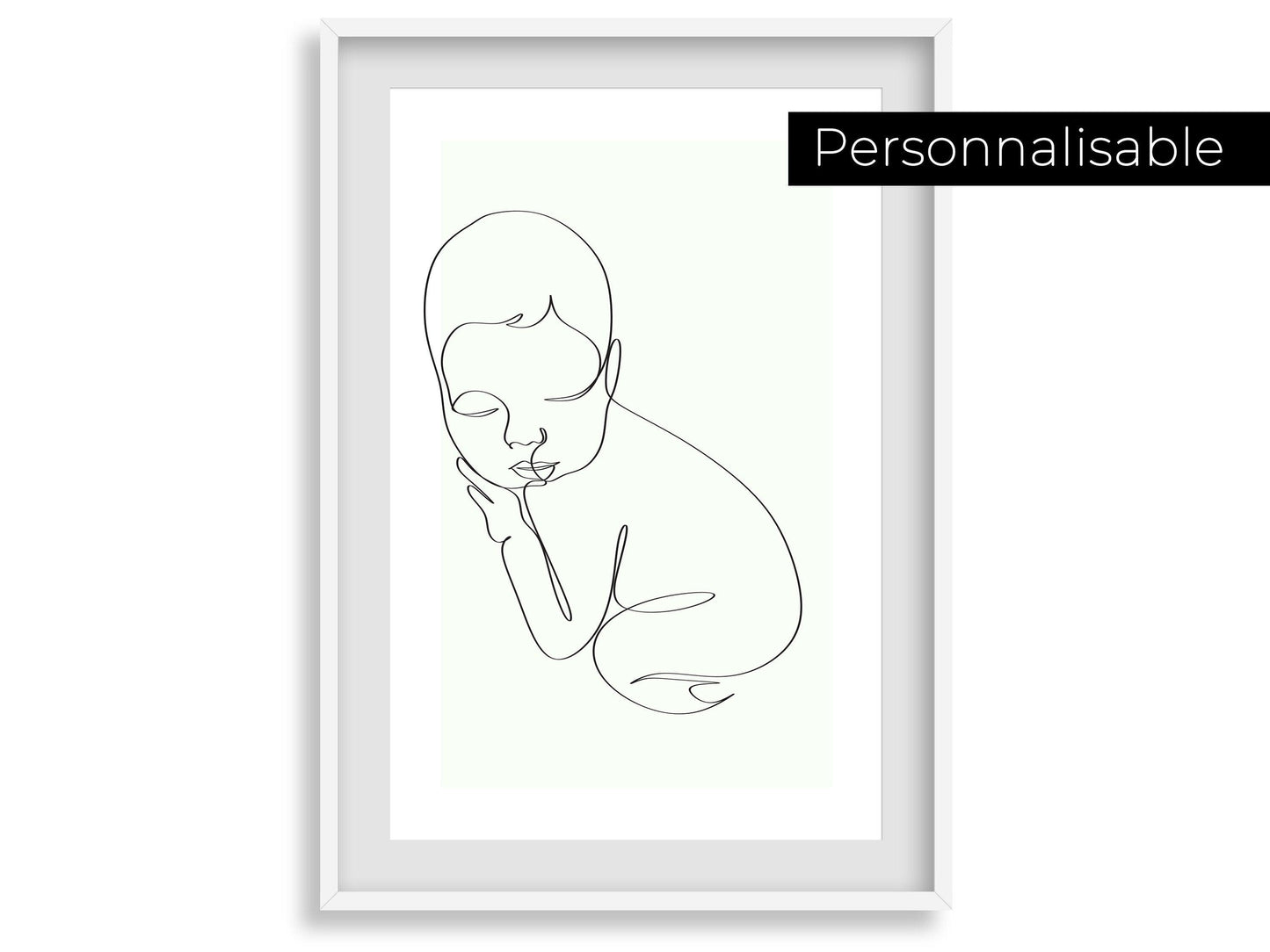 Affiche bébé personnalisable - Line art bébé baby - Décoration salon moderne et design - Fête des mère - Cadeau naissance - Imagine.affiche