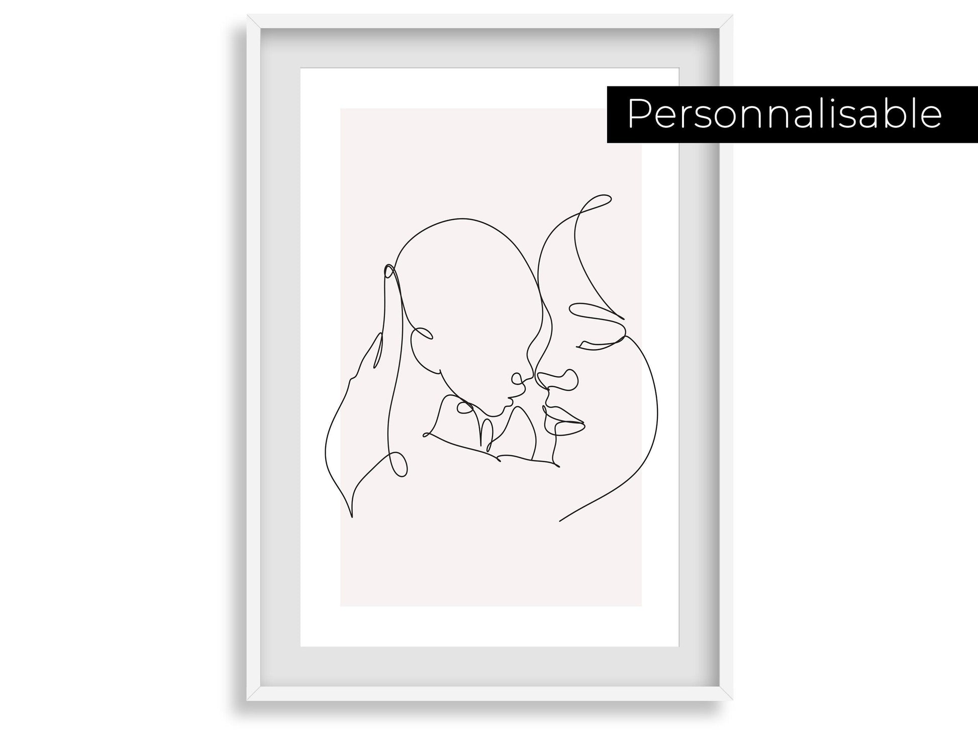 Affiche maman bébé personnalisable - Line art maman bébé - Décoration salon moderne et design - Fête des mère - Cadeau naissance - Imagine.affiche