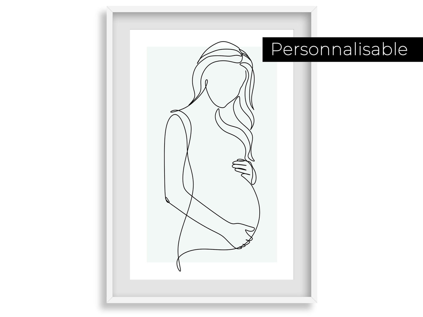 Affiche maman enceinte personnalisable - Line art maman bébé - Décoration salon moderne et design - Fête des mère - Cadeau naissance - Imagine.affiche