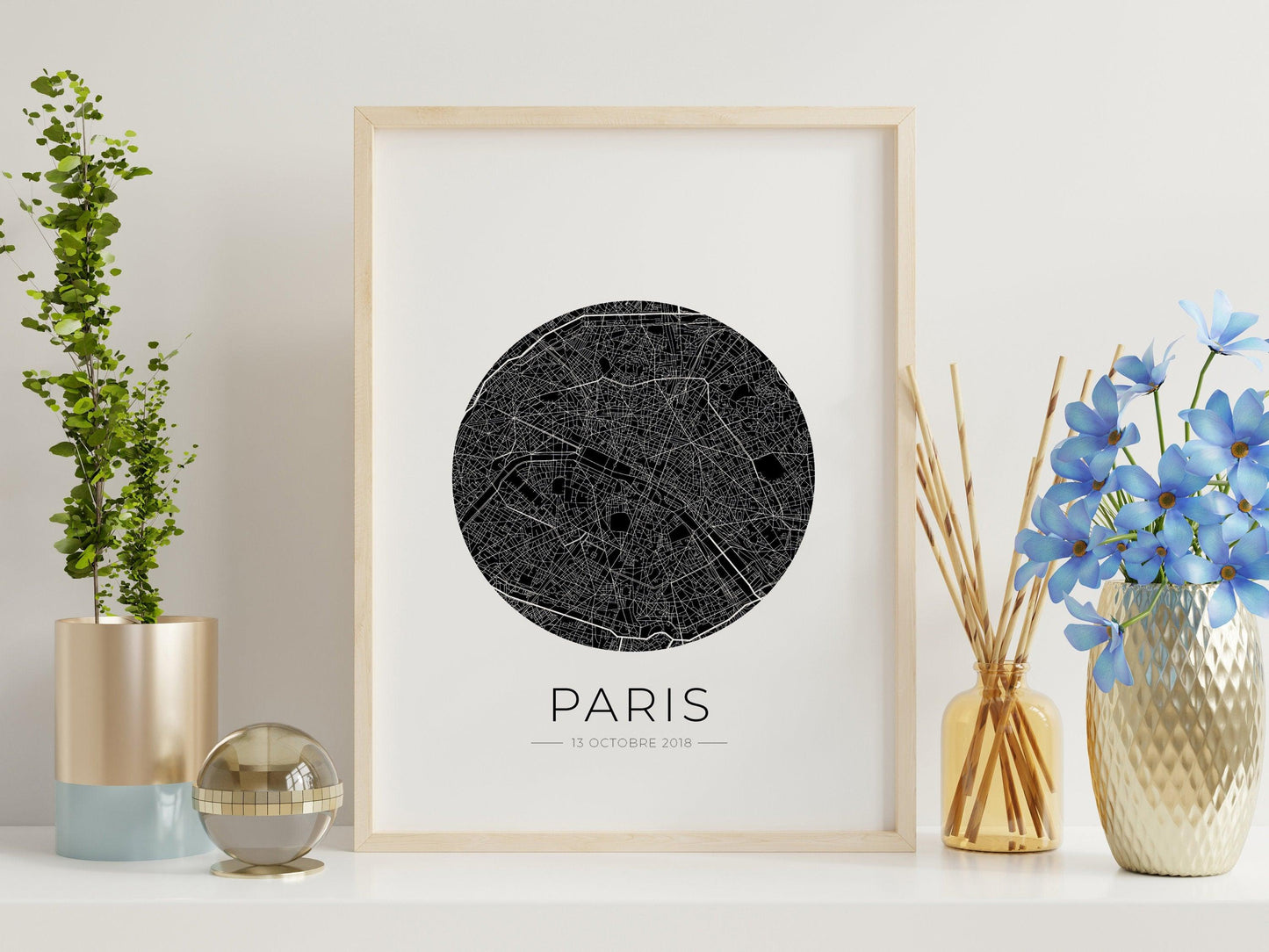 Affiche Paris City Map - ville de France poster - carte art - noir et blanc design - décoration salon - personnalisable - parisien - voyage - Imagine.affiche