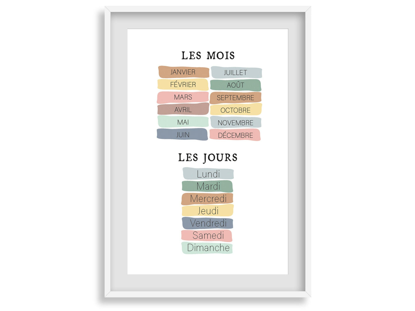 Affiche apprentissage abecedaire numéros formes couleurs jours mois enfant bebe - poster chambre salle de jeux - A4 A3 - lettre abcd chiffre - Imagine.affiche