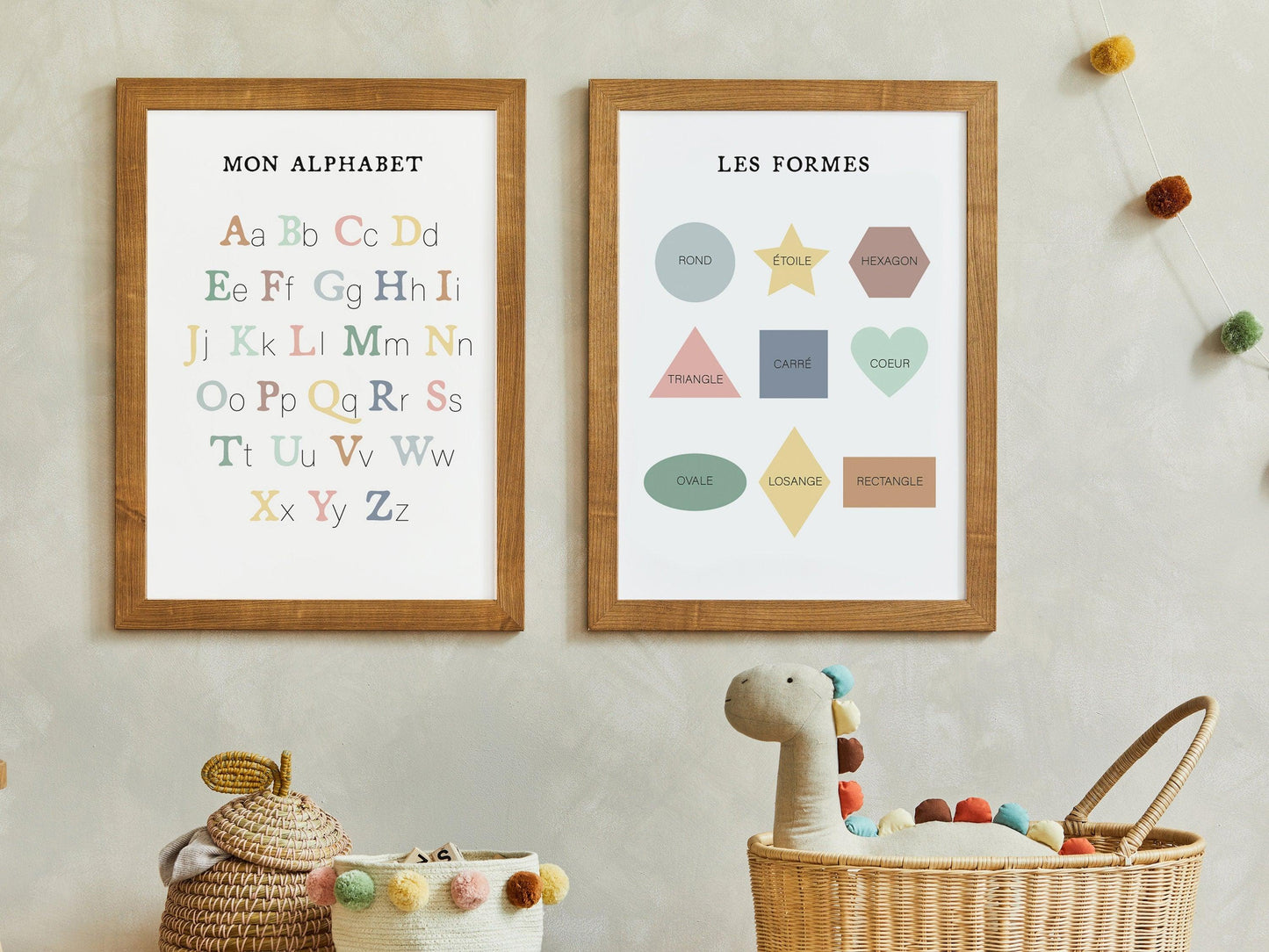 Affiche apprentissage abecedaire numéros formes couleurs jours mois enfant bebe - poster chambre salle de jeux - A4 A3 - lettre abcd chiffre - Imagine.affiche