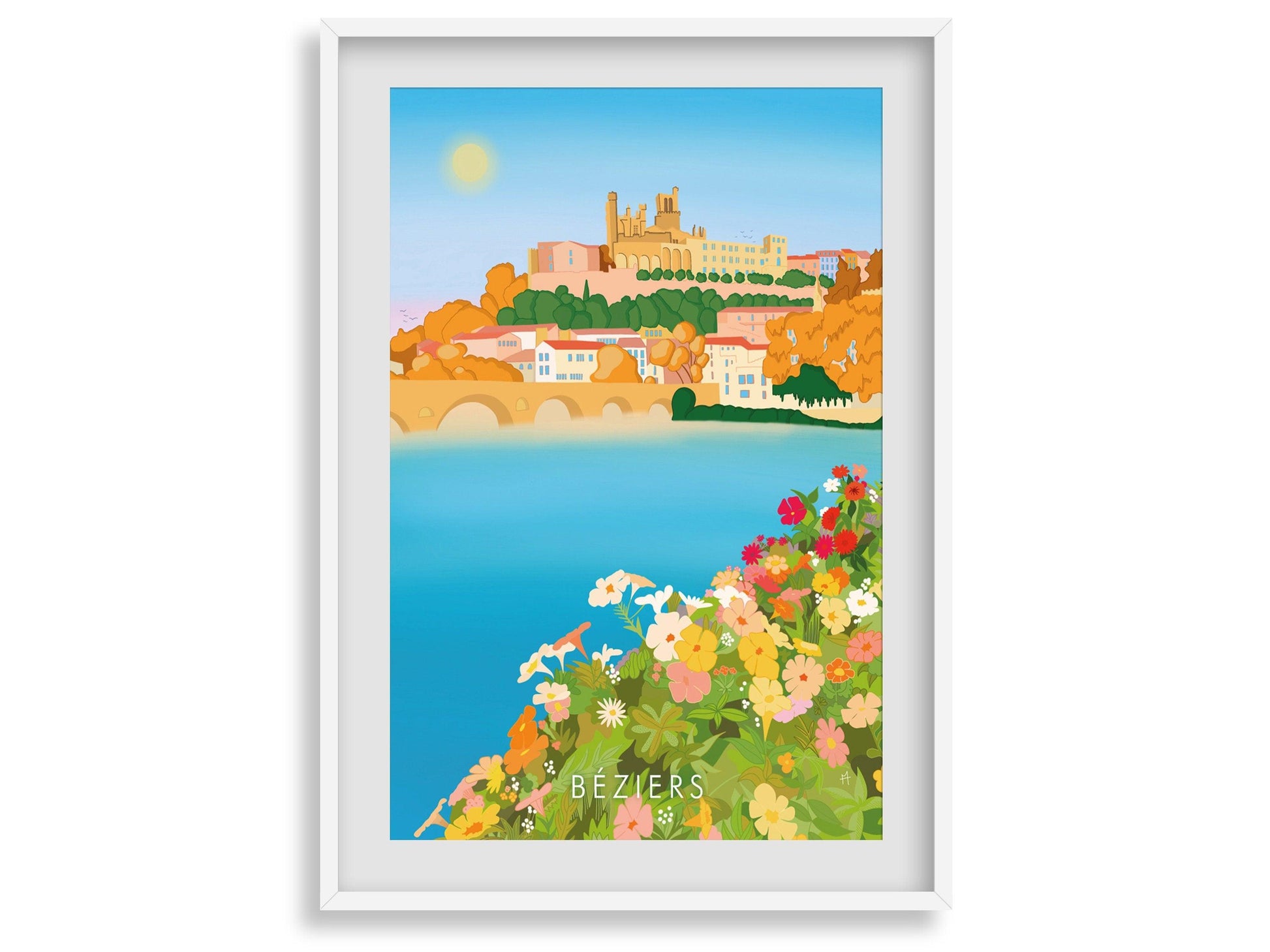 Béziers - Hérault - France - vacances carte postale affiche - couleurs du sud - plage et soleil - méditerranée - souvenir cadeau été - Imagine.affiche