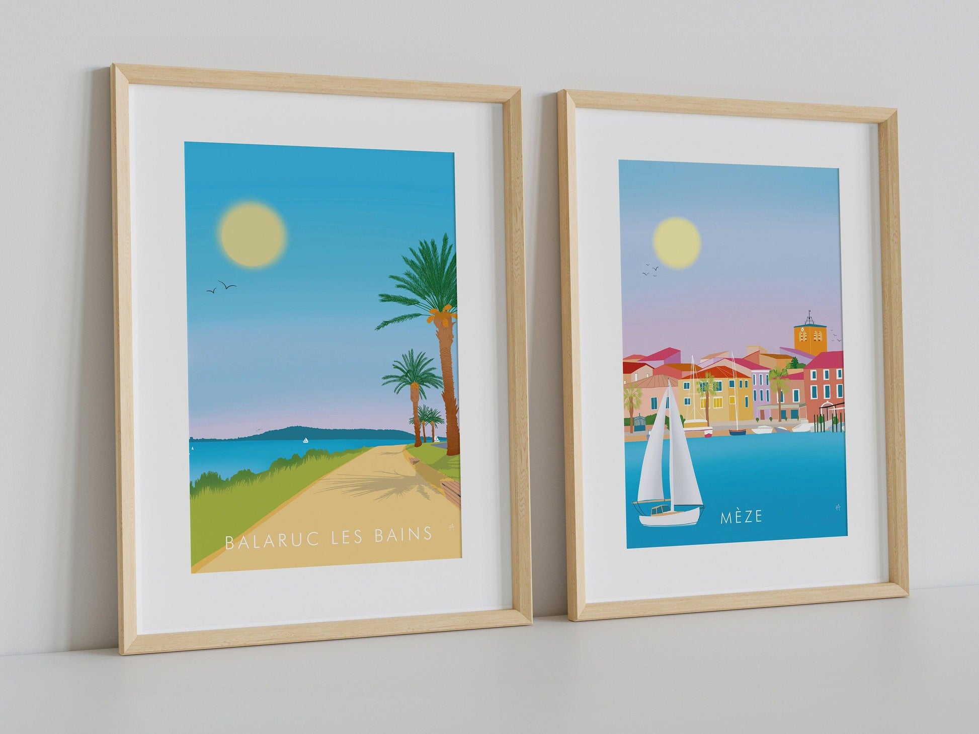 Mèze - Hérault - France - vacances carte postale affiche - couleur du sud - village soleil - méditerranée - souvenir cadeau été - Imagine.affiche