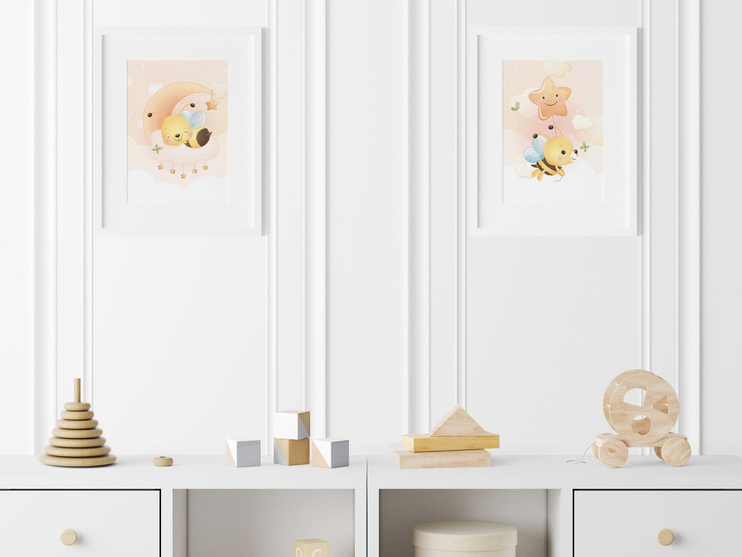 Affiches Abeille mignonne illustration - chambre enfant bébé - Décoration fille - Idée cadeau Naissance - Thème animaux - bee cute - A4 A3 - Imagine.affiche