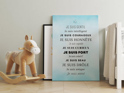 Affiche Motivation - phrases positives compliment  - garçon bébé enfant - décoration poster mural chambre salon affirmations personnalisable - Imagine.affiche