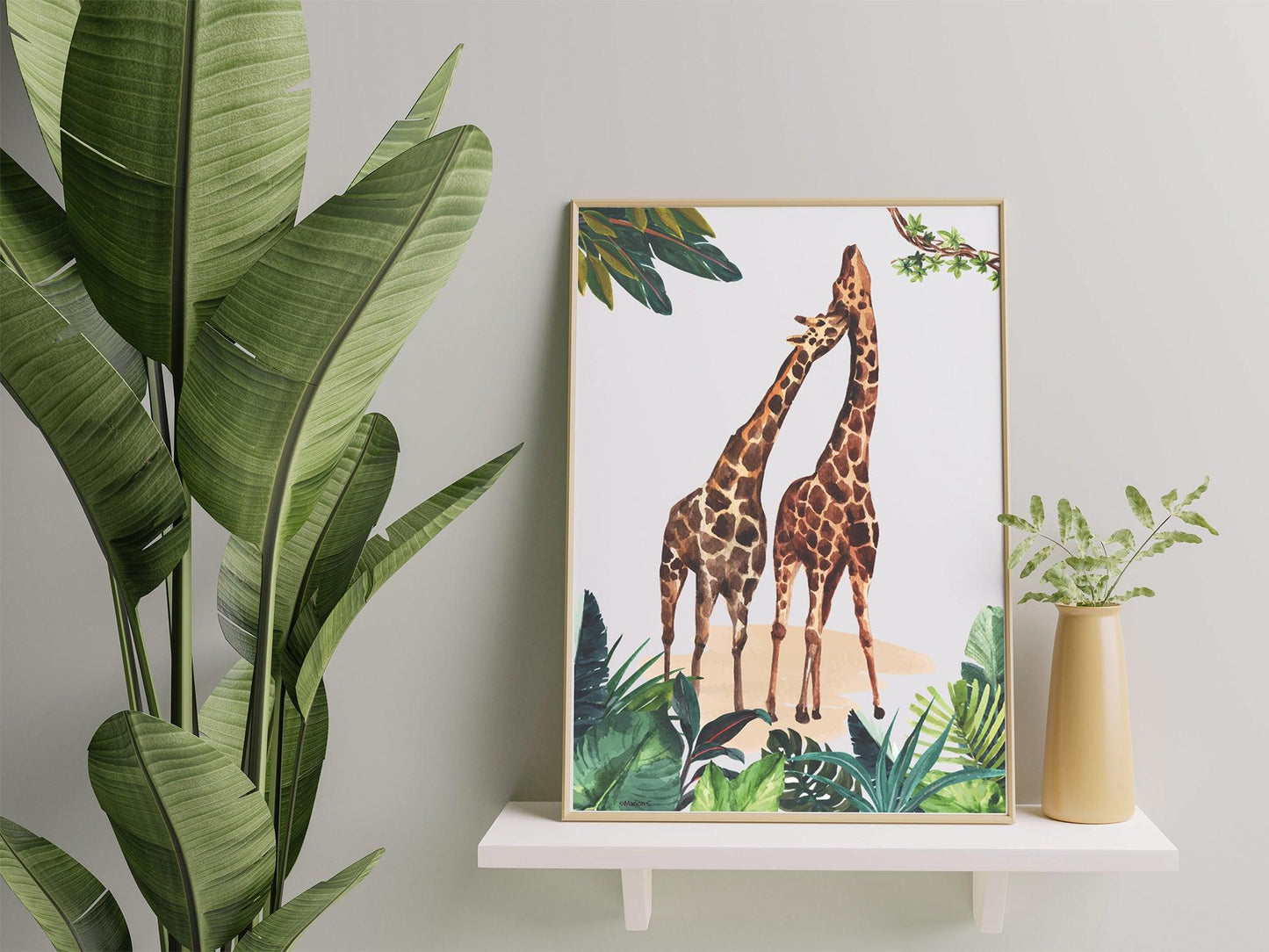 3 affiches personnalisées Jungle decoration avec Lion Eléphant Girafe pour Chambre salon adulte enfant sur le thème safari animaux - Imagine.affiche