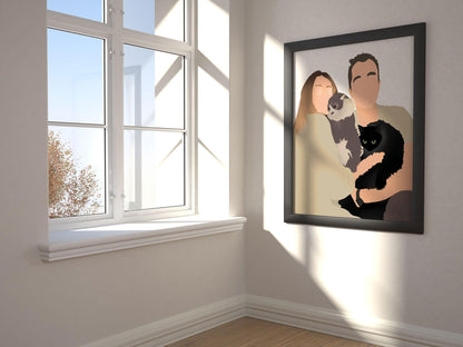 Affiche Portrait personnalisé couple bebe famille soeur frère papi mamie chien - cadeau maman papa anniversaire mariage naissance bapteme - Imagine.affiche