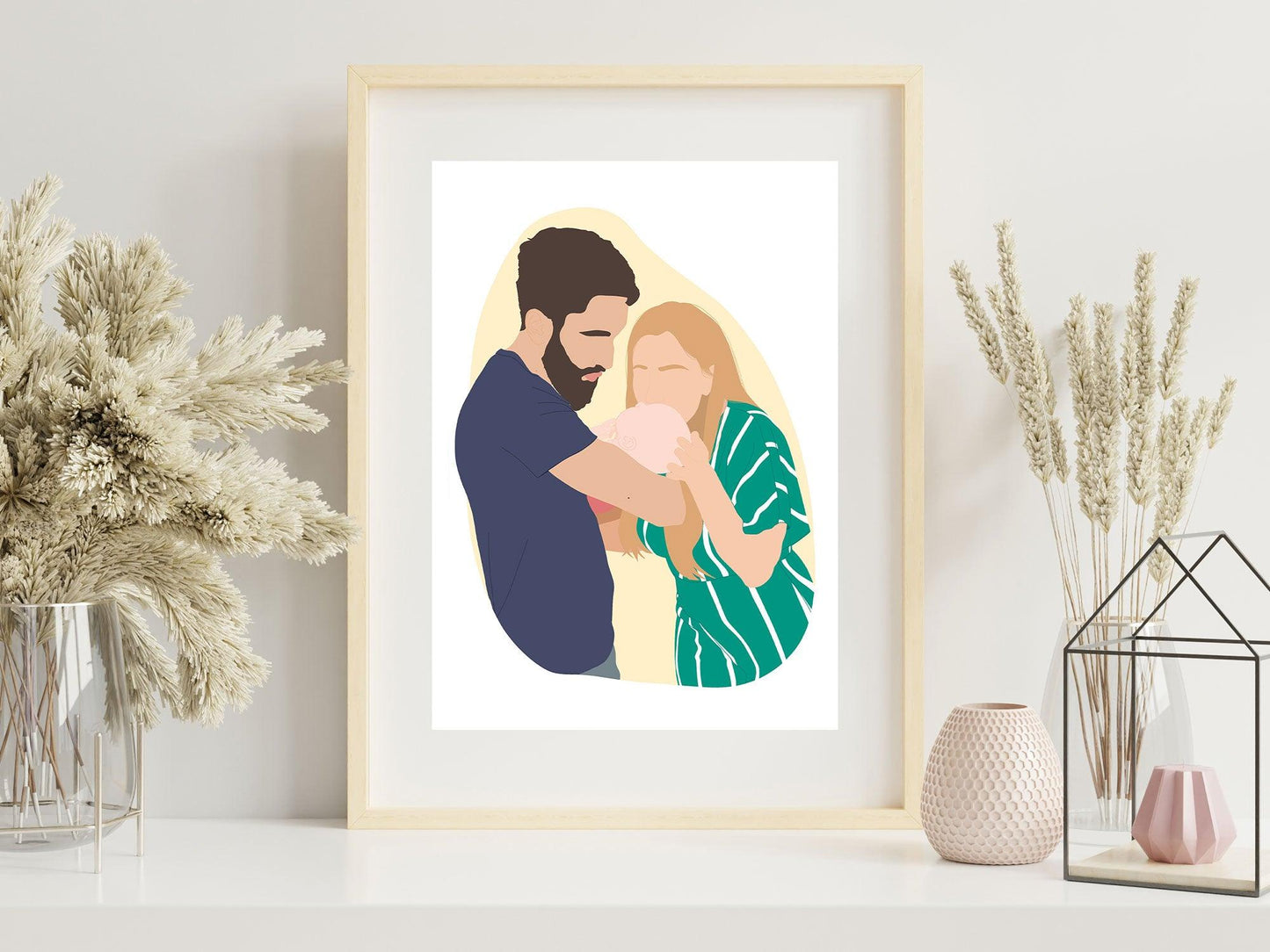 Affiche Portrait personnalisé couple bebe famille soeur frère papi mamie chien - cadeau maman papa anniversaire mariage naissance bapteme - Imagine.affiche