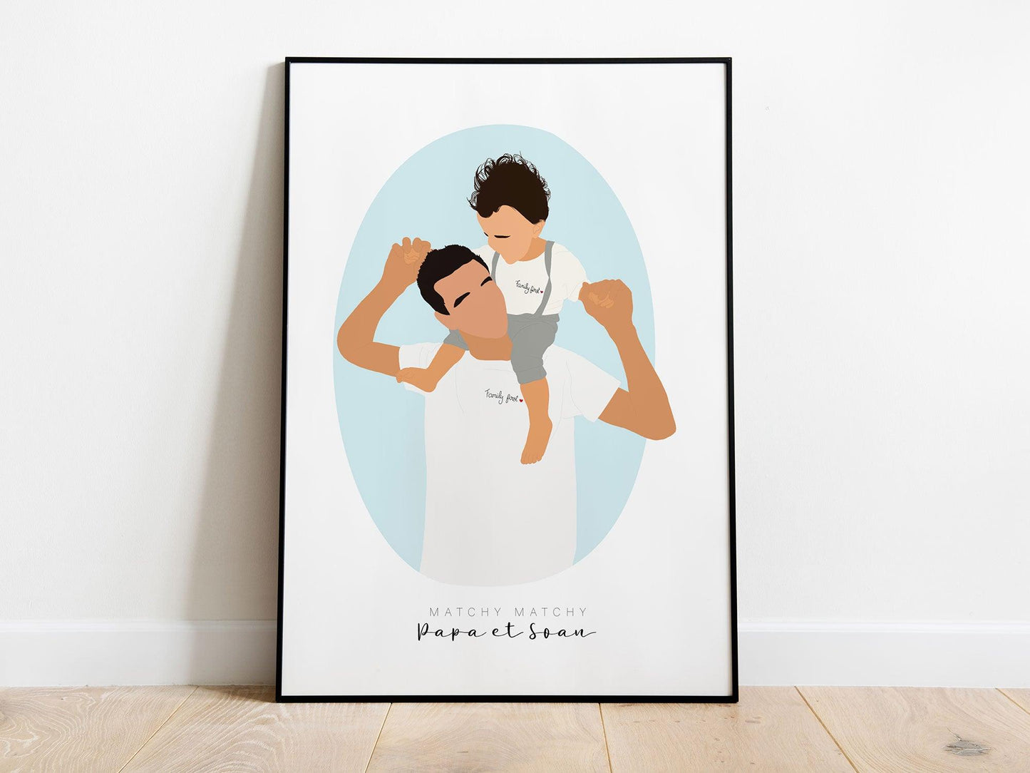 Affiche Portrait personnalisé couple bebe famille soeur frère papi mamie chien - cadeau maman papa anniversaire mariage naissance bapteme - Imagine.affiche